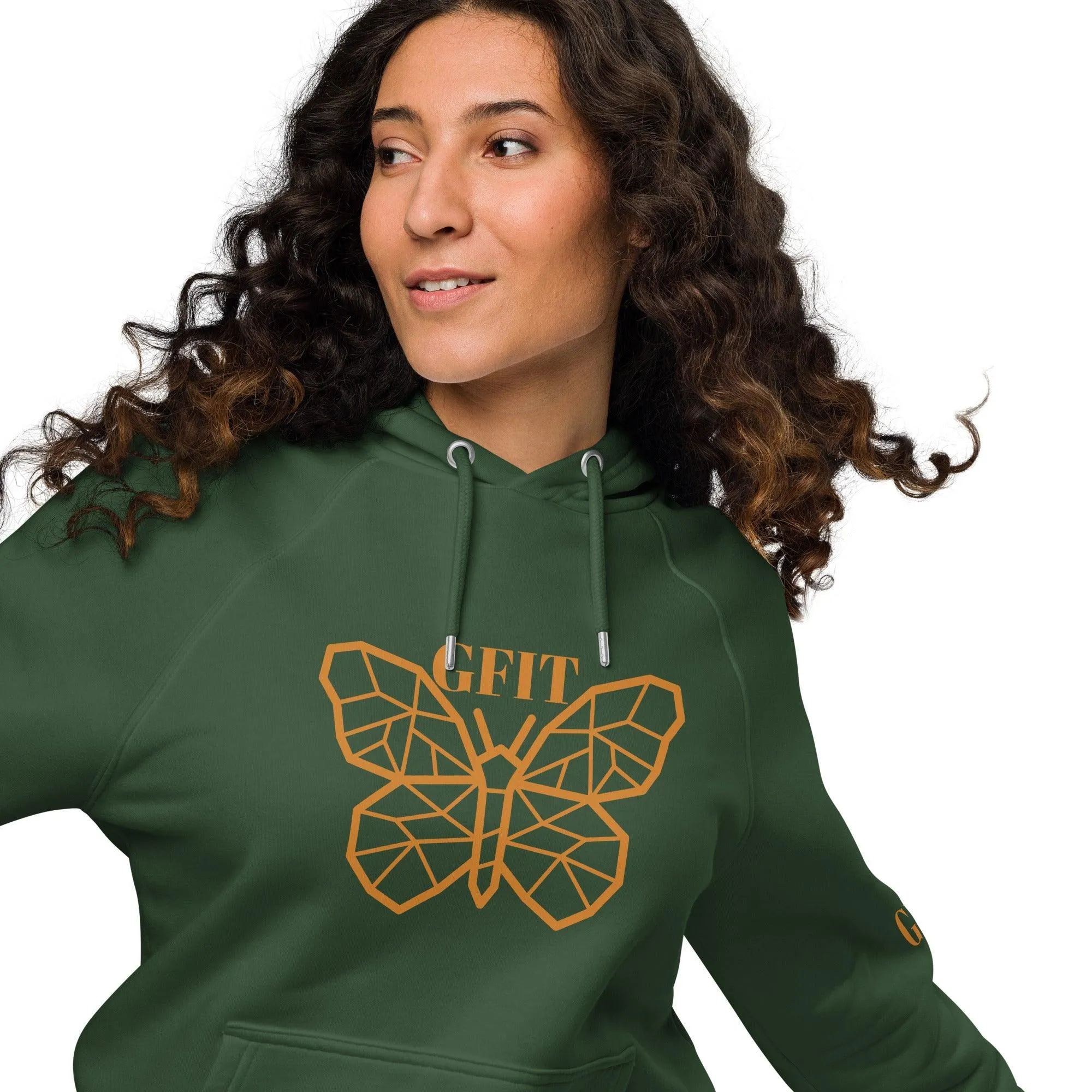 Golden Butterfly Unisex Eco Raglan Hoodie - Bottle Green