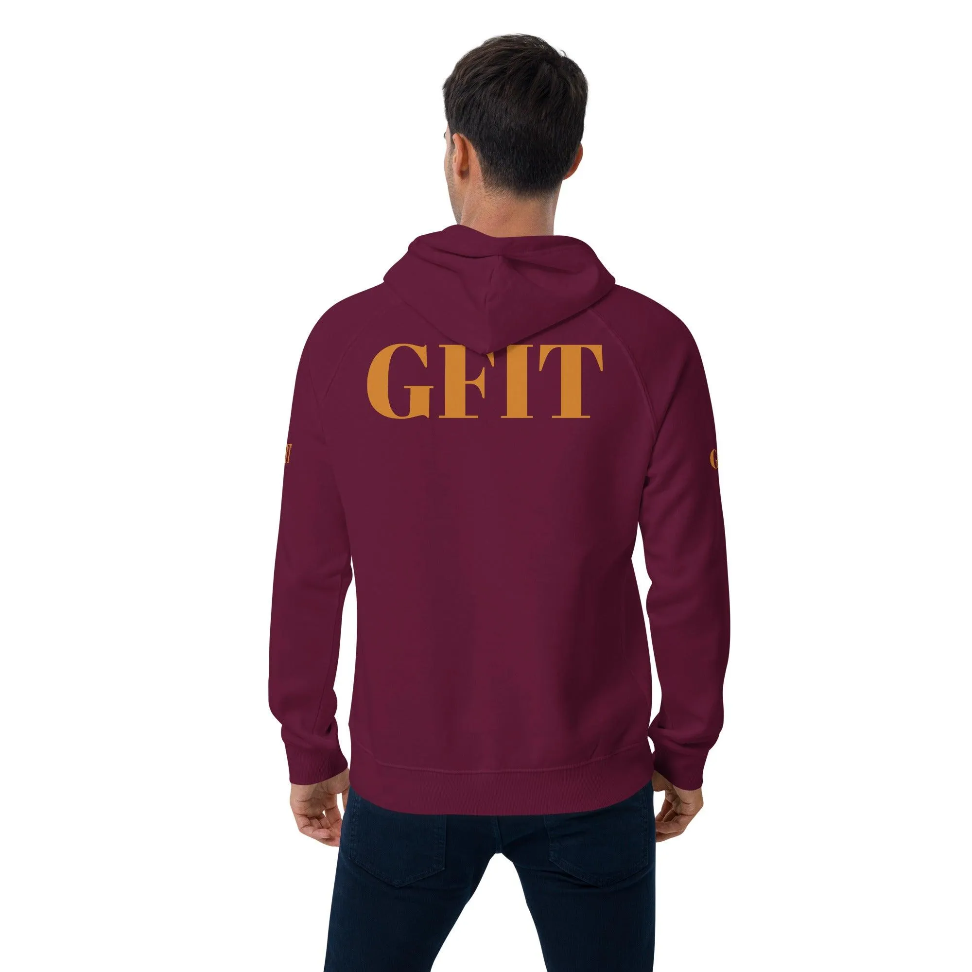 Golden Butterfly Unisex Eco Raglan Hoodie - Burgundy