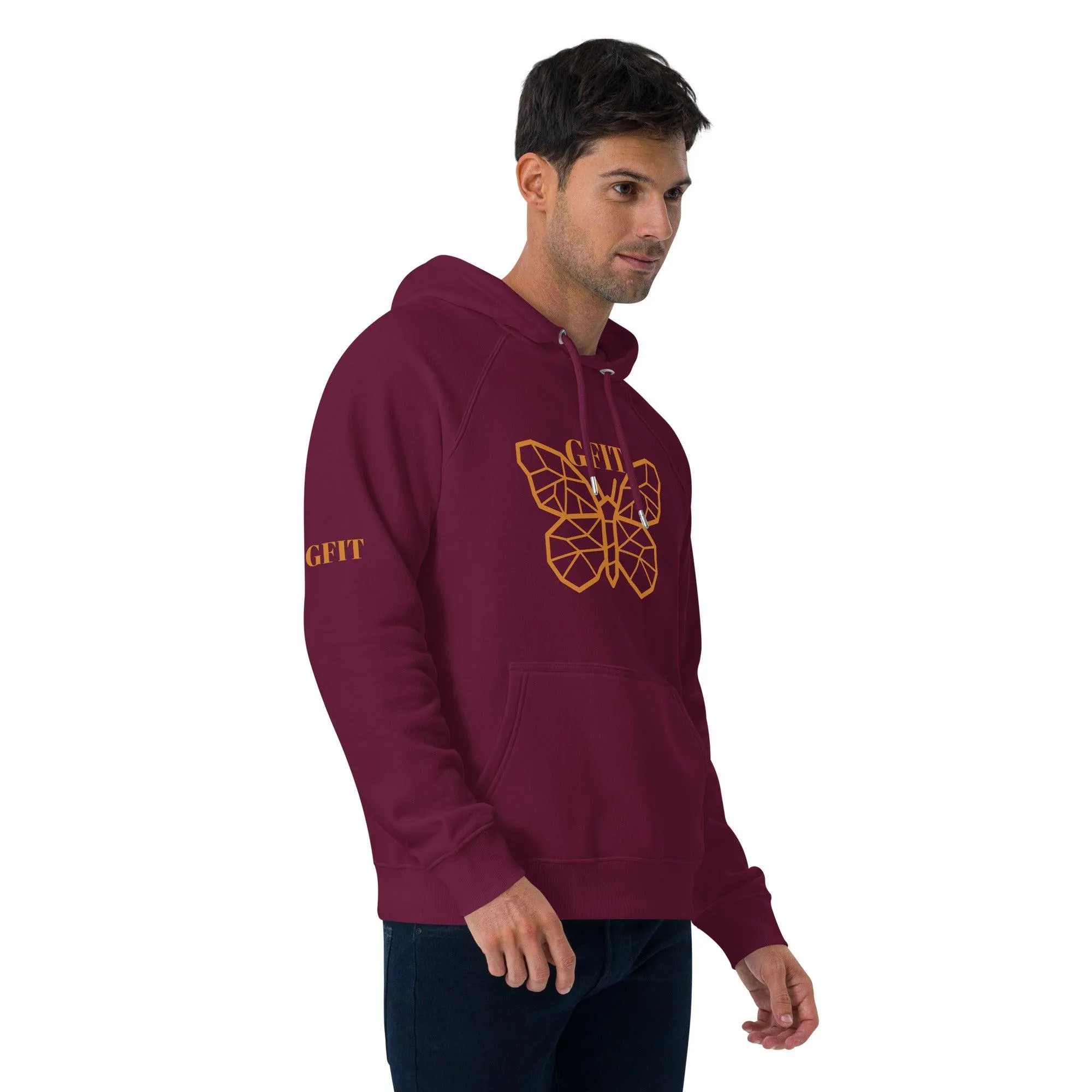 Golden Butterfly Unisex Eco Raglan Hoodie - Burgundy