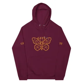 Golden Butterfly Unisex Eco Raglan Hoodie - Burgundy