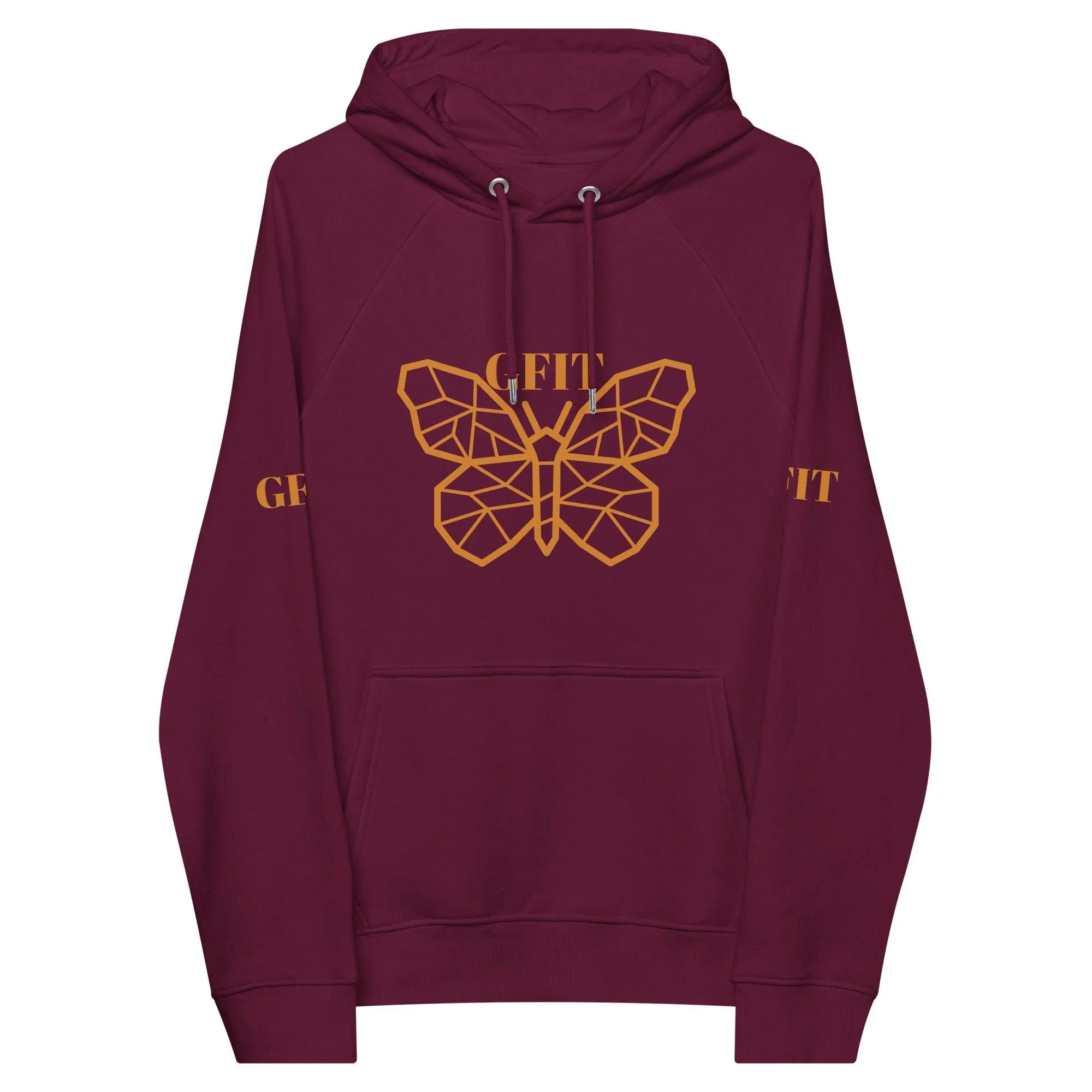 Golden Butterfly Unisex Eco Raglan Hoodie - Burgundy