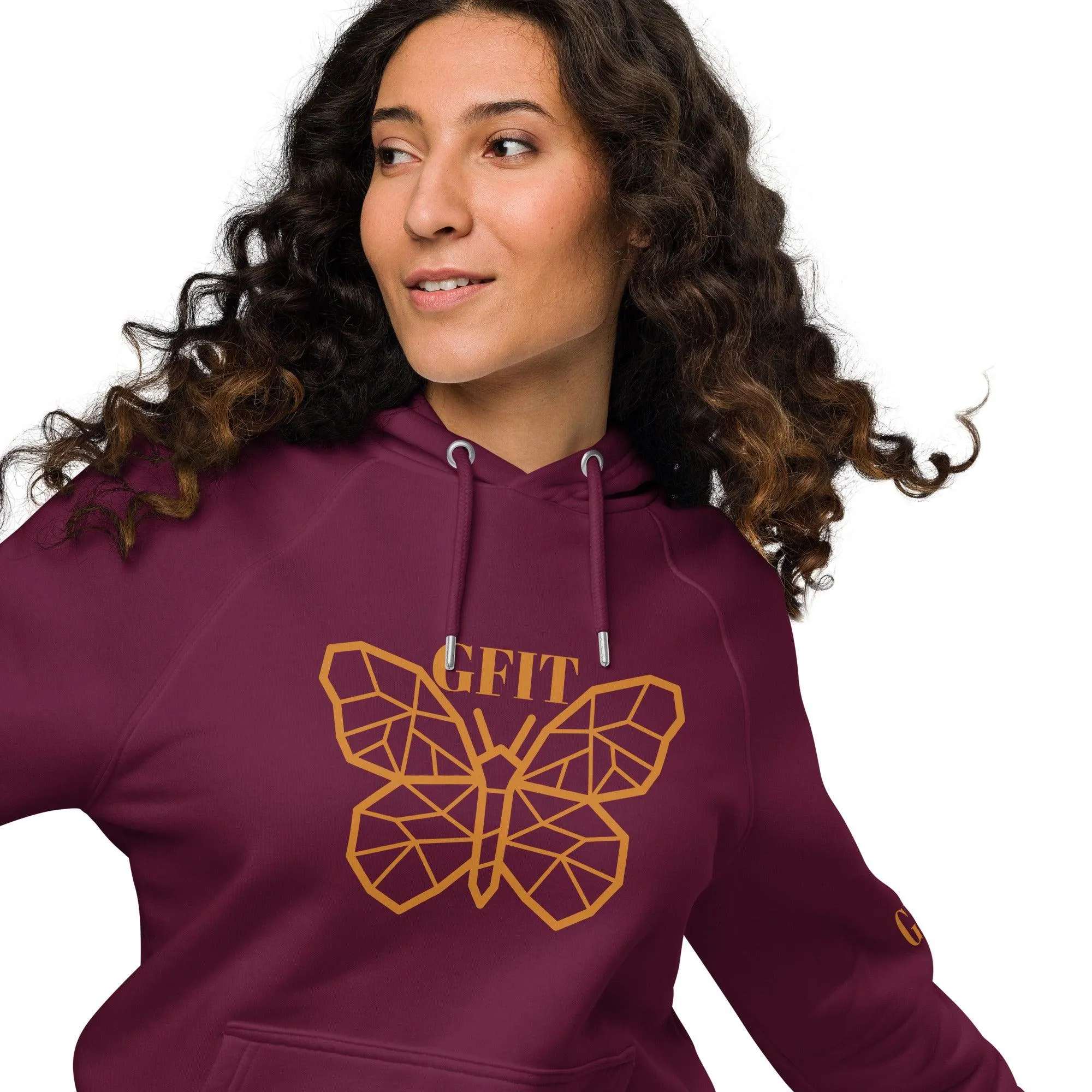 Golden Butterfly Unisex Eco Raglan Hoodie - Burgundy