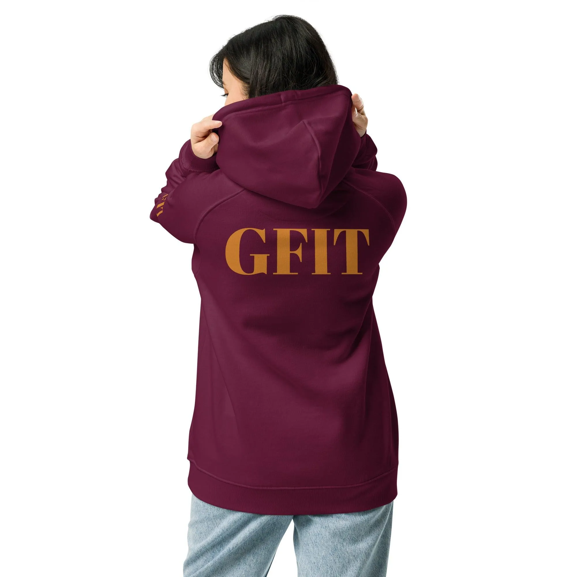 Golden Butterfly Unisex Eco Raglan Hoodie - Burgundy