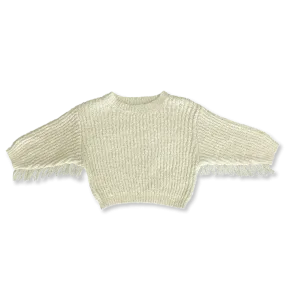 Grown - Slub Yarn Fringe Pull Over - Milk