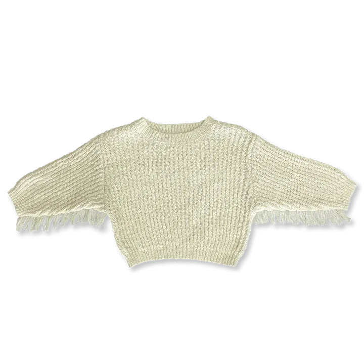 Grown - Slub Yarn Fringe Pull Over - Milk