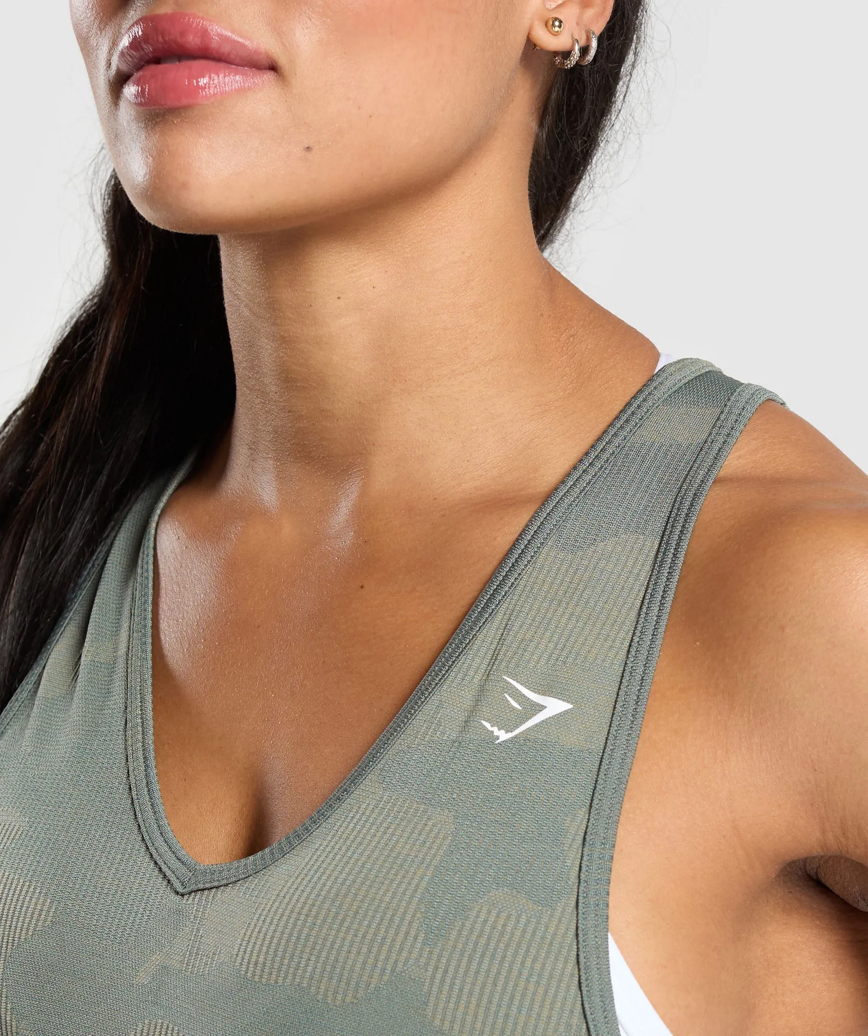 Gymshark Adapt Camo Seamless Tank - Unit Green/Chalk Green