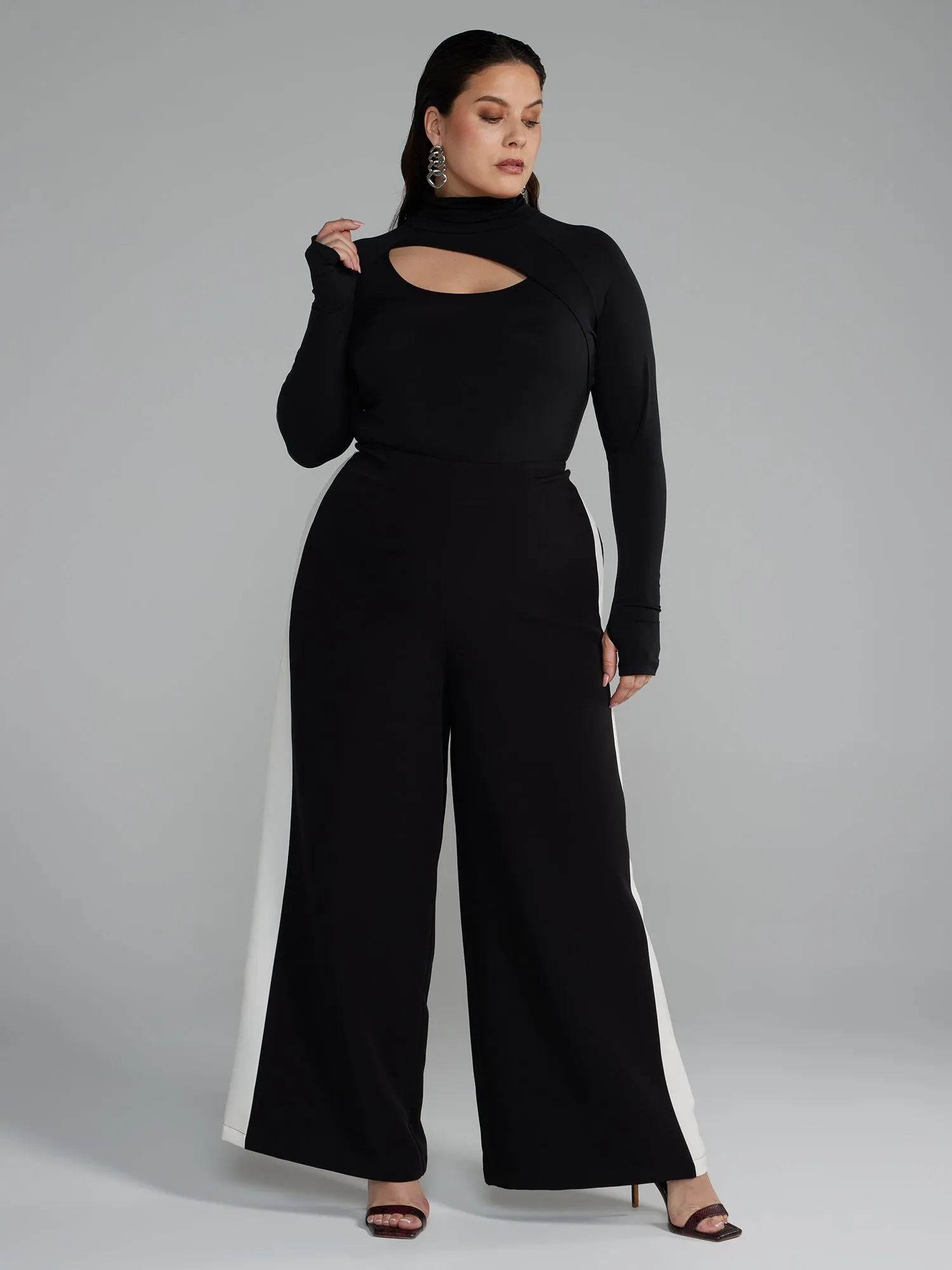 High Rise Wide Leg Side Stripe Pants