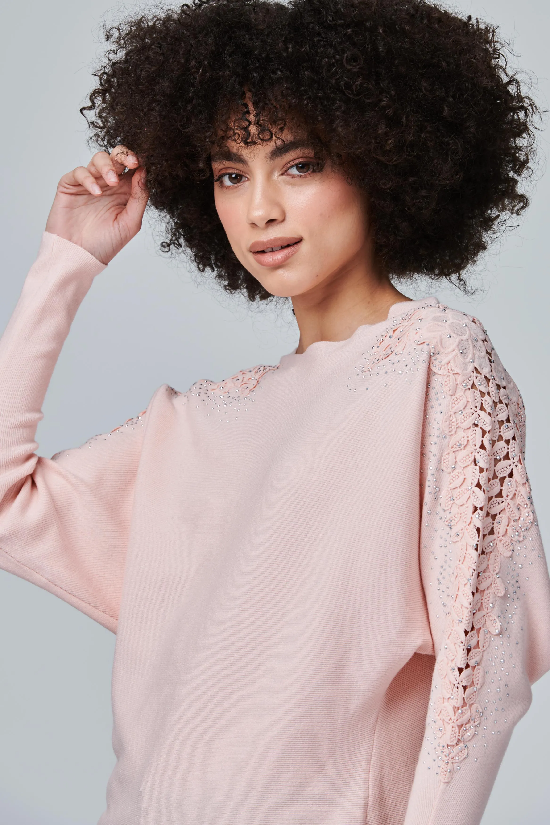 Lace Sleeve Knit Top