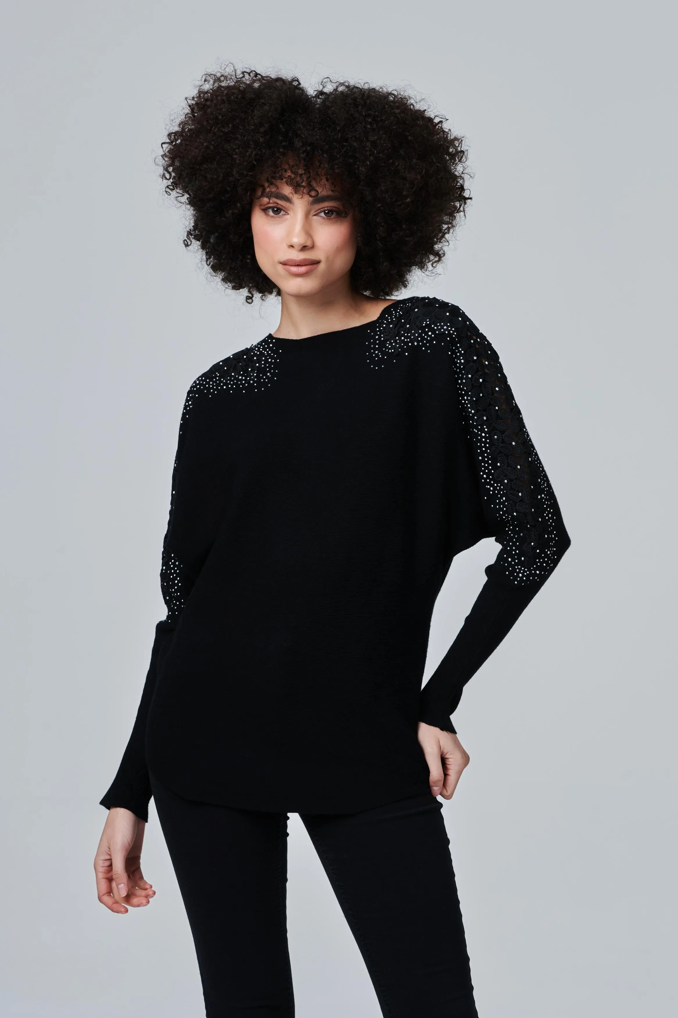 Lace Sleeve Knit Top