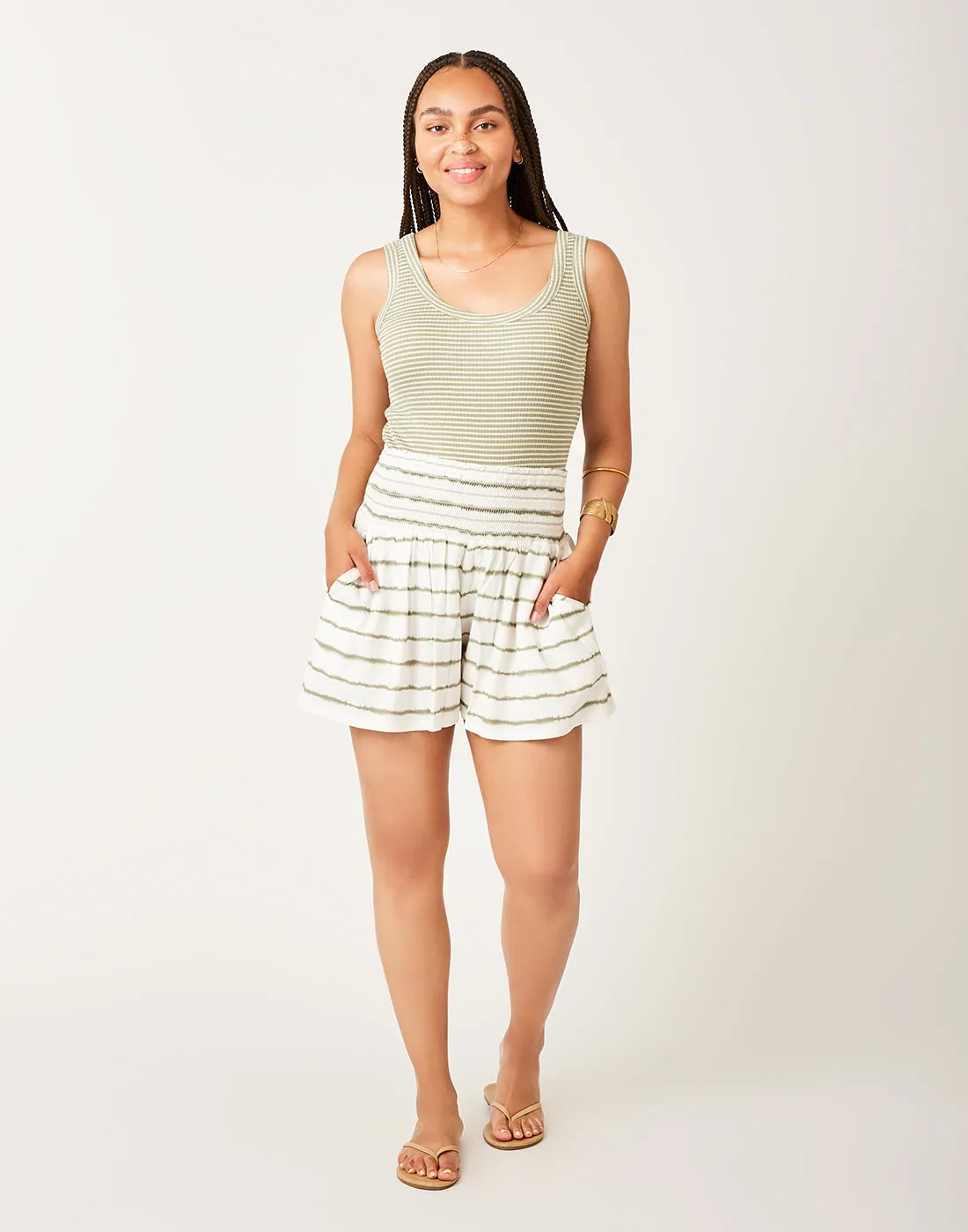 Leah Short: Olive Tie Dye Stripe - FINAL SALE