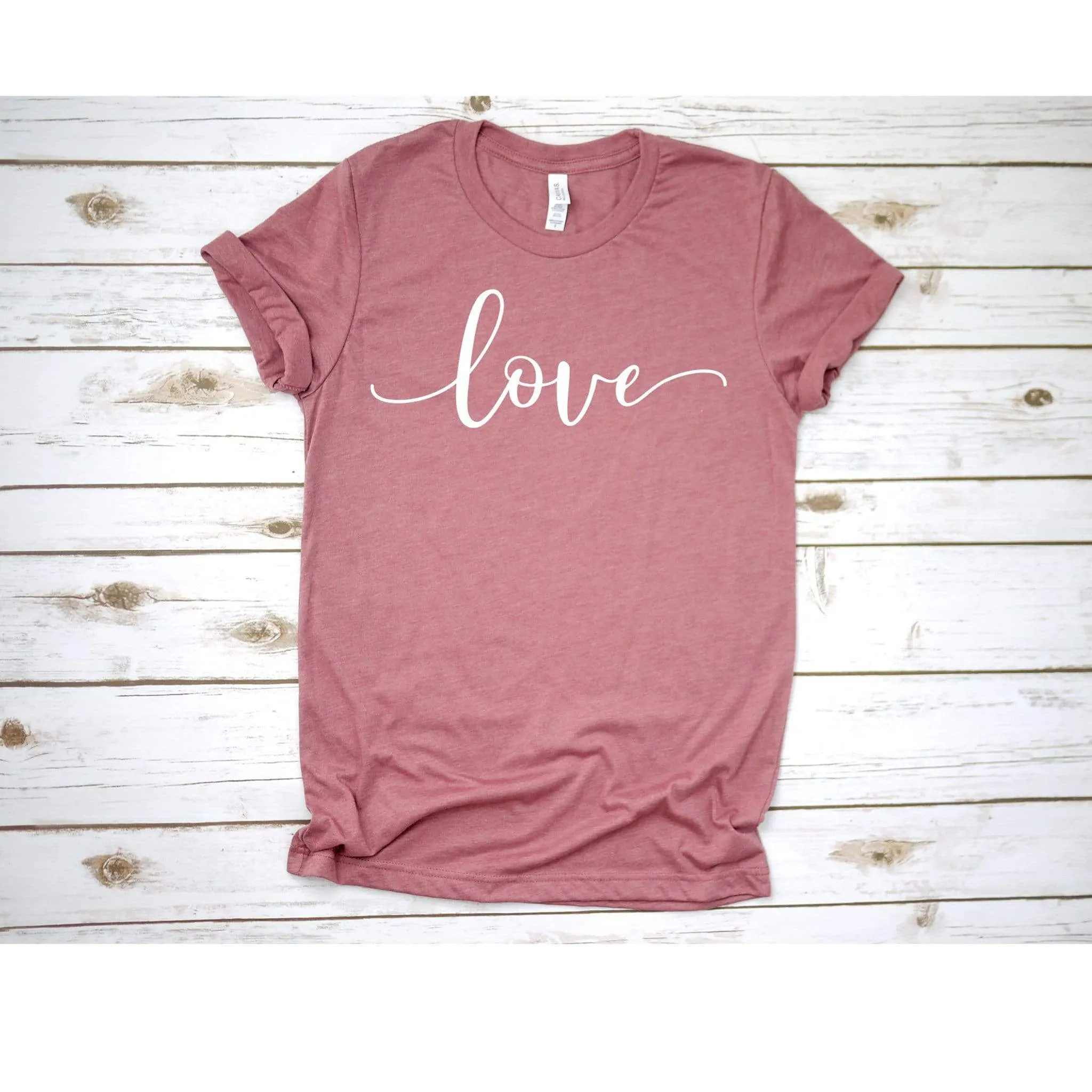 Love comfy boutique t-shirt for women in mauve or peach | 721 done