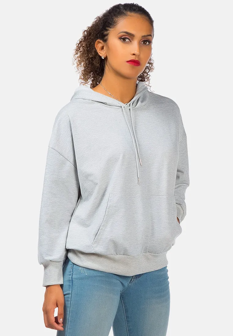 Melange Pullover Drawstring Hoodie