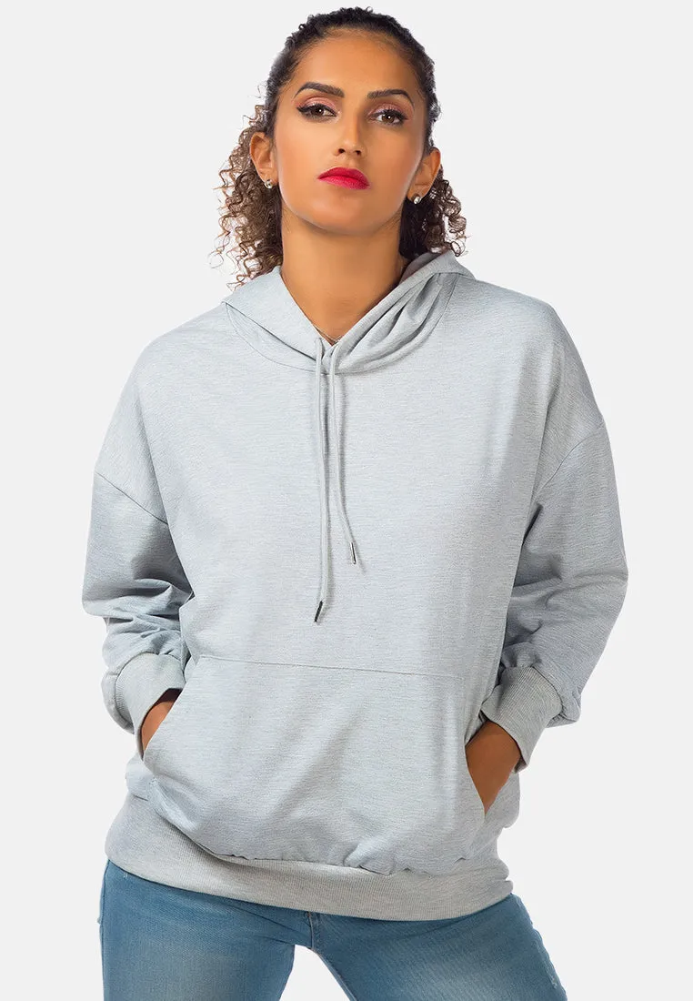 Melange Pullover Drawstring Hoodie