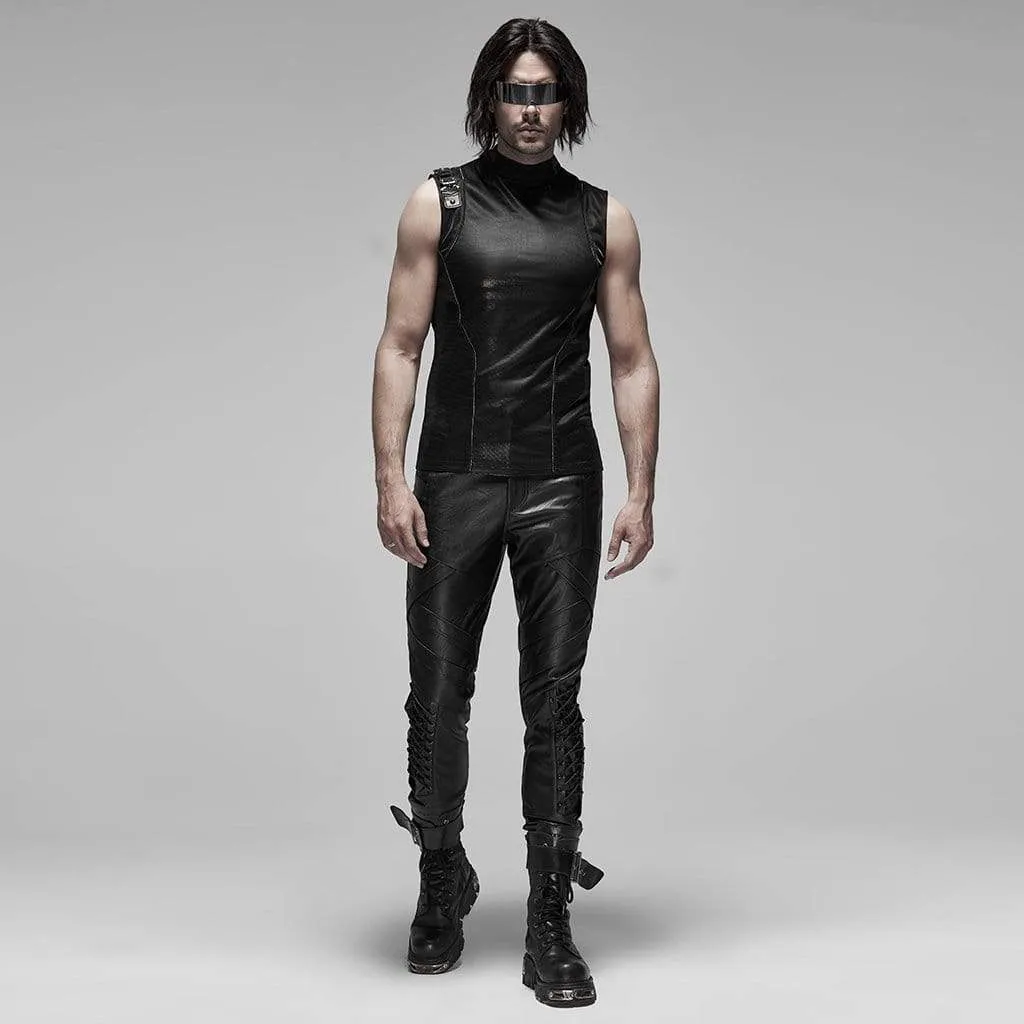 Men's Punk Futuristic Zipper Back Vests