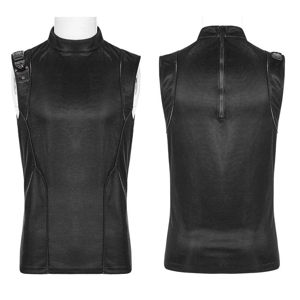 Men's Punk Futuristic Zipper Back Vests