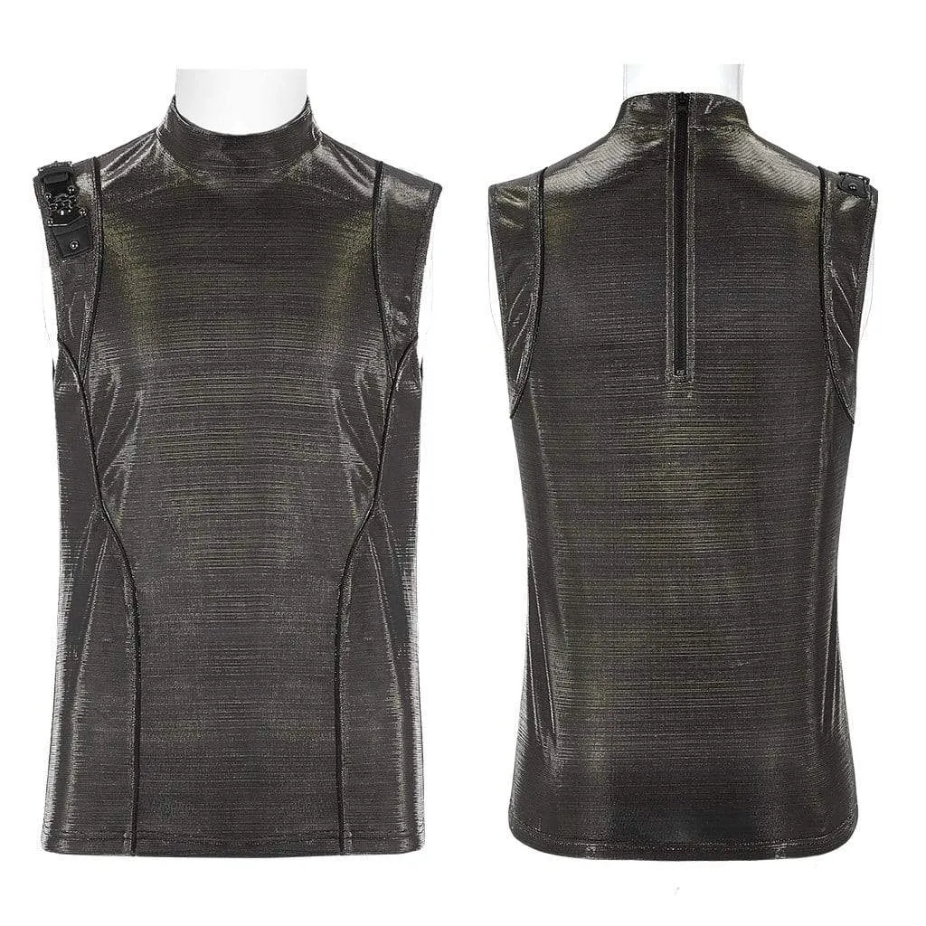 Men's Punk Futuristic Zipper Back Vests