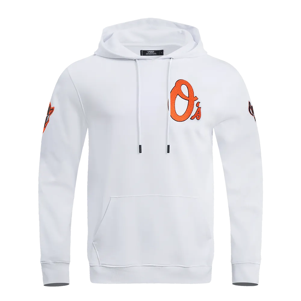 MLB BALTIMORE ORIOLES CLASSIC CHENILLE MEN'S PO HOODIE (WHITE)