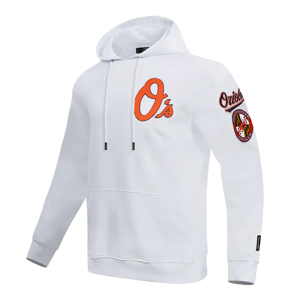 MLB BALTIMORE ORIOLES CLASSIC CHENILLE MEN'S PO HOODIE (WHITE)