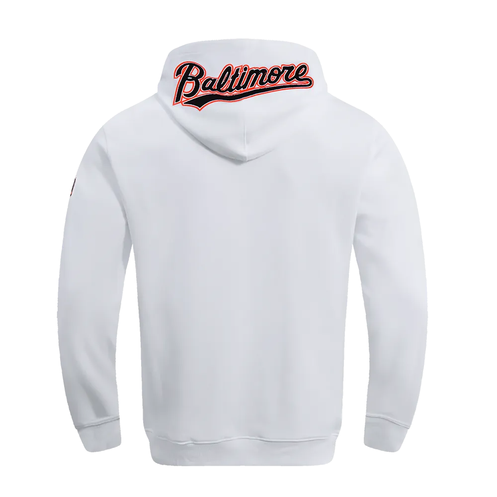 MLB BALTIMORE ORIOLES CLASSIC CHENILLE MEN'S PO HOODIE (WHITE)