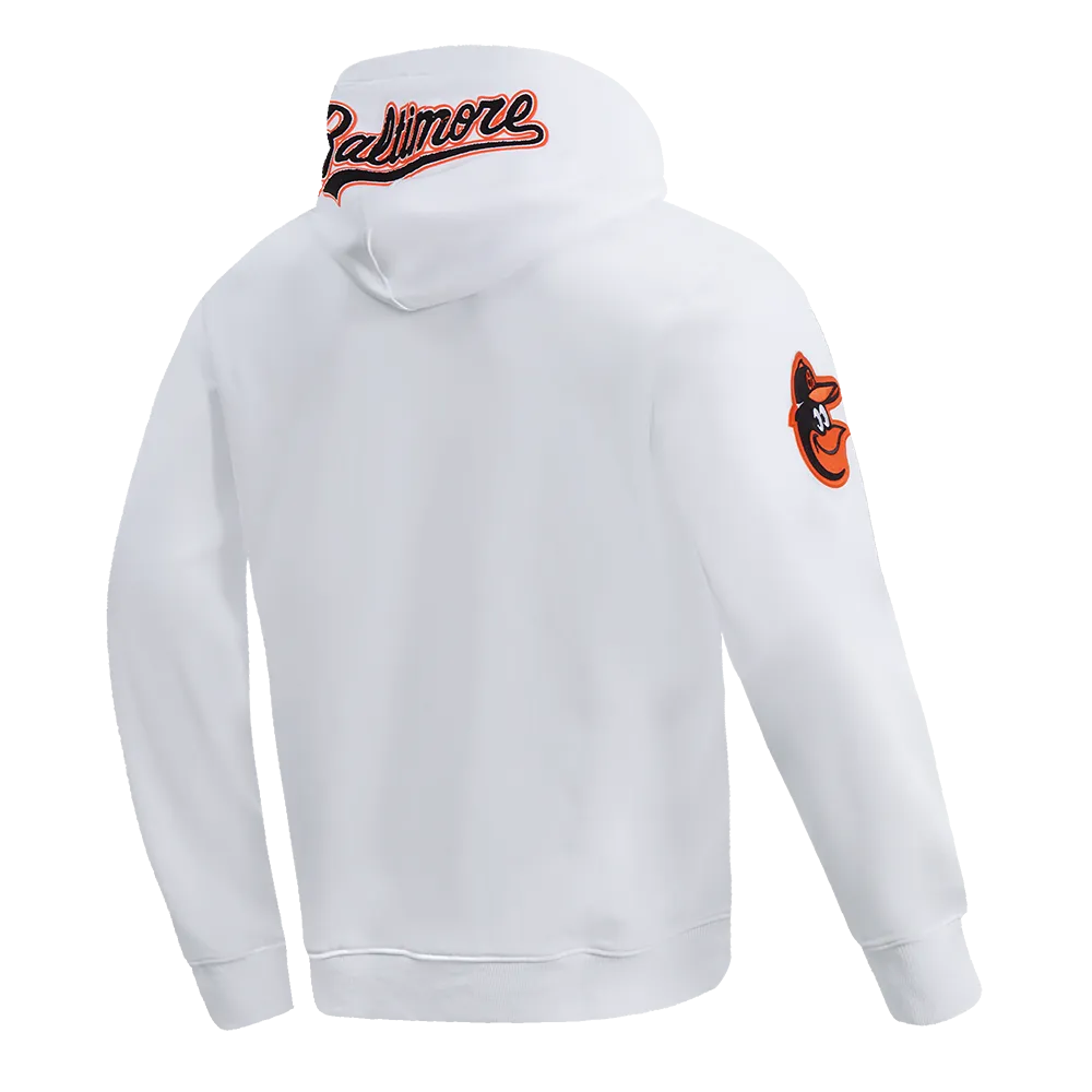 MLB BALTIMORE ORIOLES CLASSIC CHENILLE MEN'S PO HOODIE (WHITE)