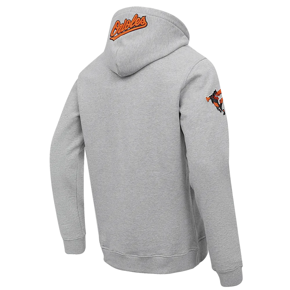 MLB BALTIMORE ORIOLES OLD ENGLISH MEN'S PO HOODIE (HEATHER GREY)