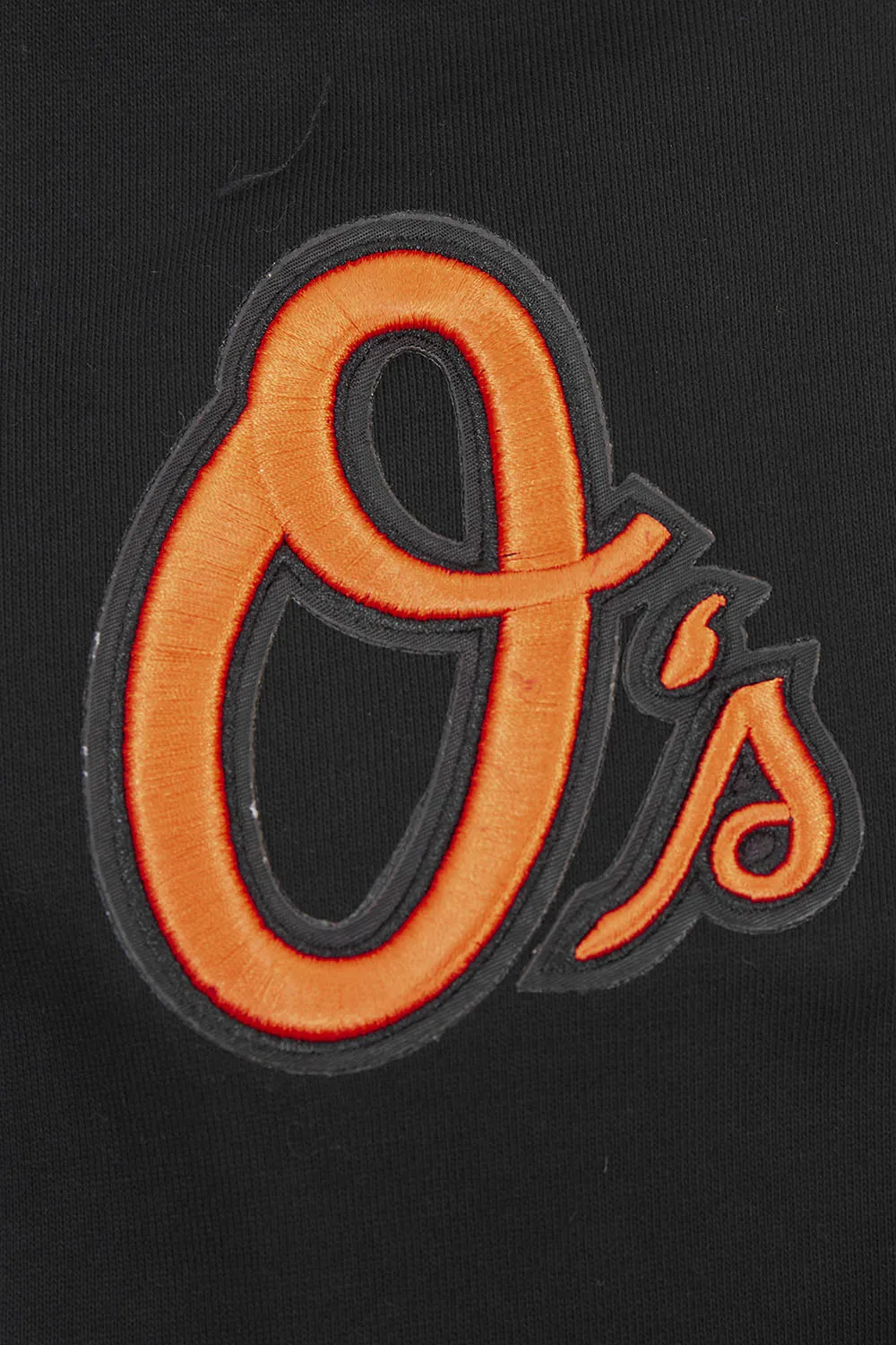 MLB BALTIMORE ORIOLES SCRIPT TAIL MEN'S RIB FLC PO HOODIE (BLACK/ORANGE)