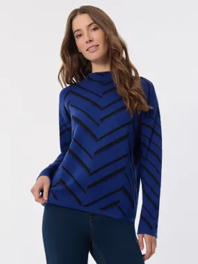 Mock Neck Chevron Jacquard Sweater