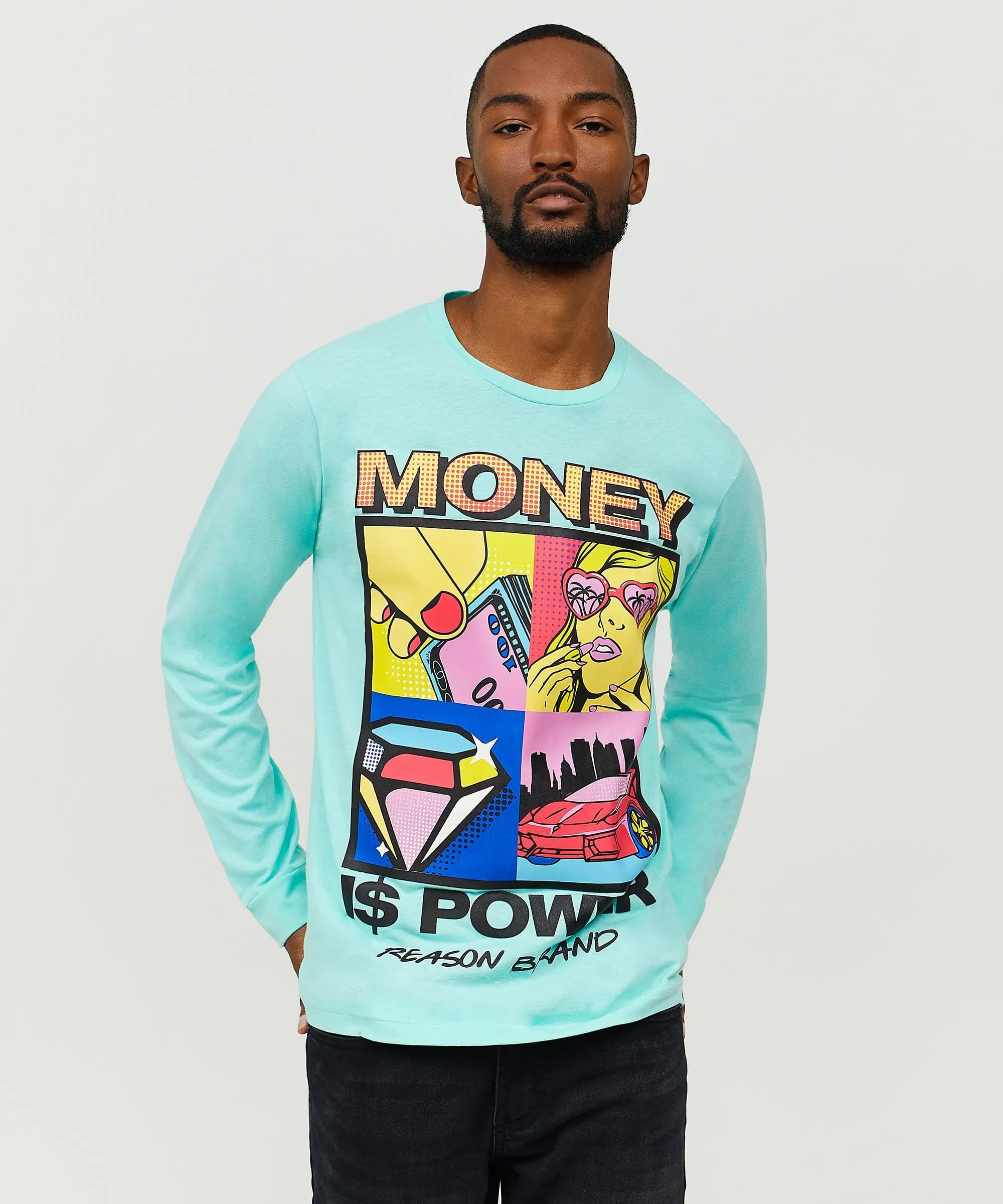 Money Is Power Long Sleeve Tee - Blue