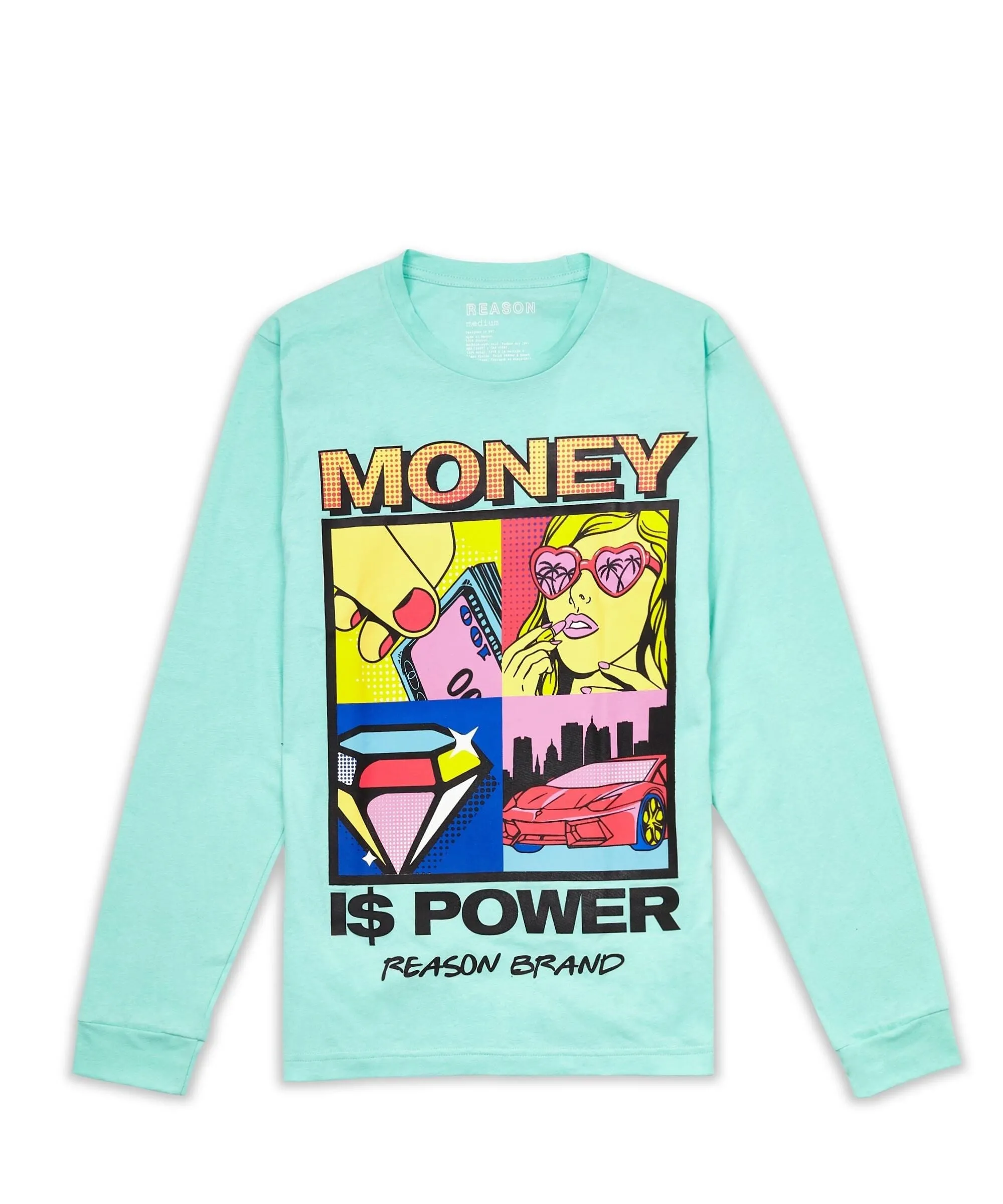 Money Is Power Long Sleeve Tee - Blue