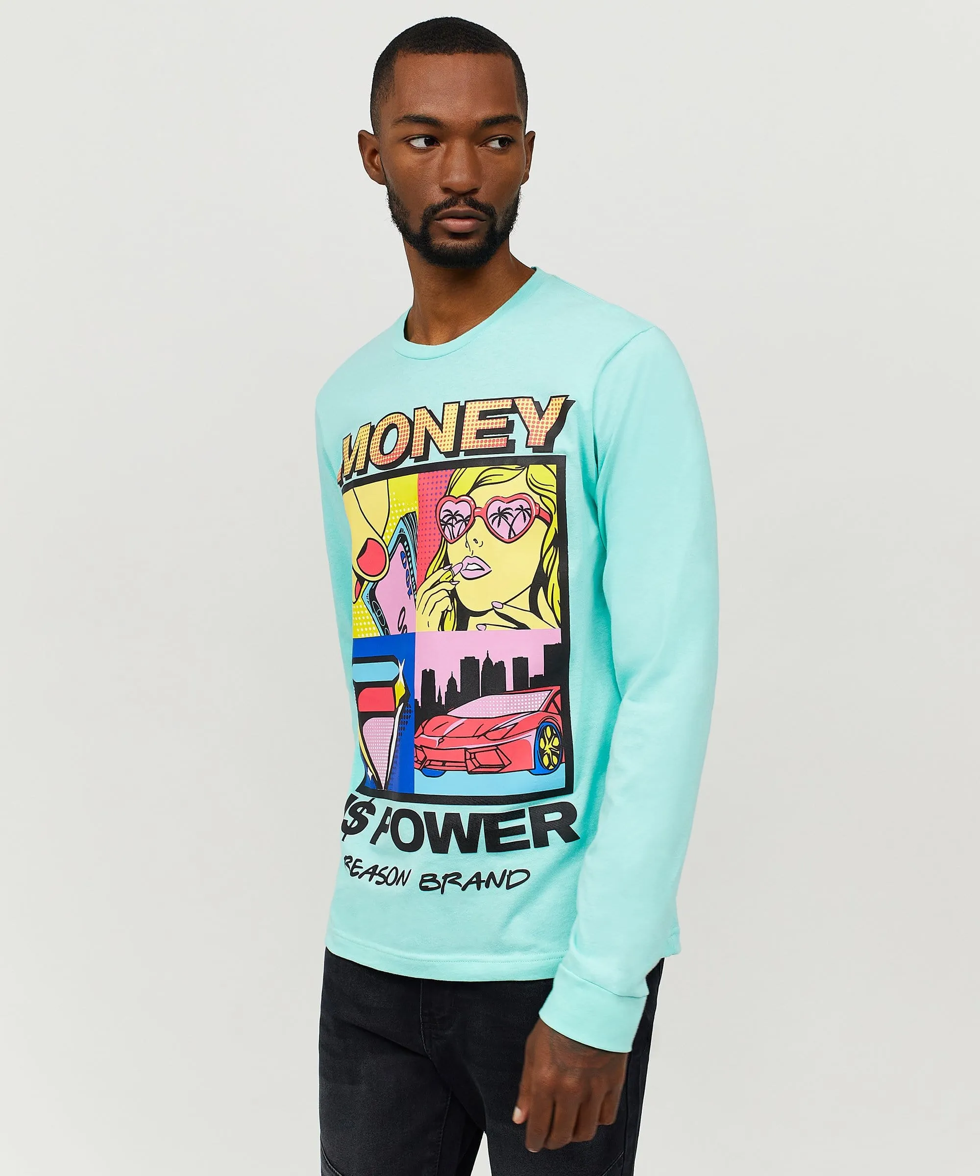 Money Is Power Long Sleeve Tee - Blue