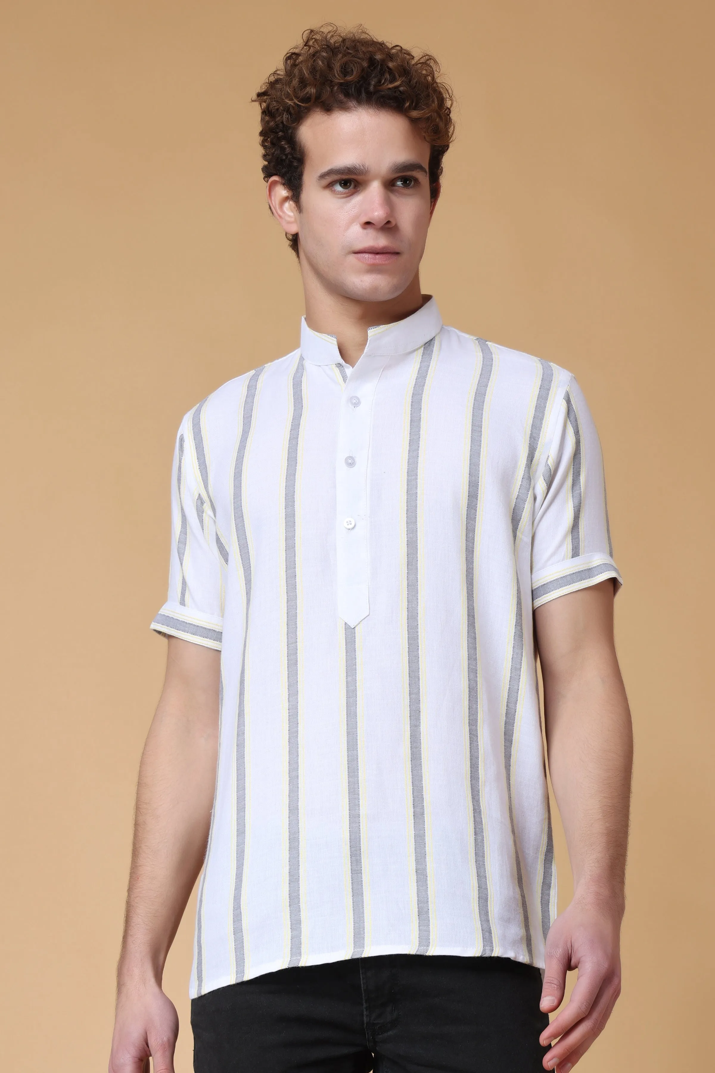 Neutral Symphony Striped Kurta