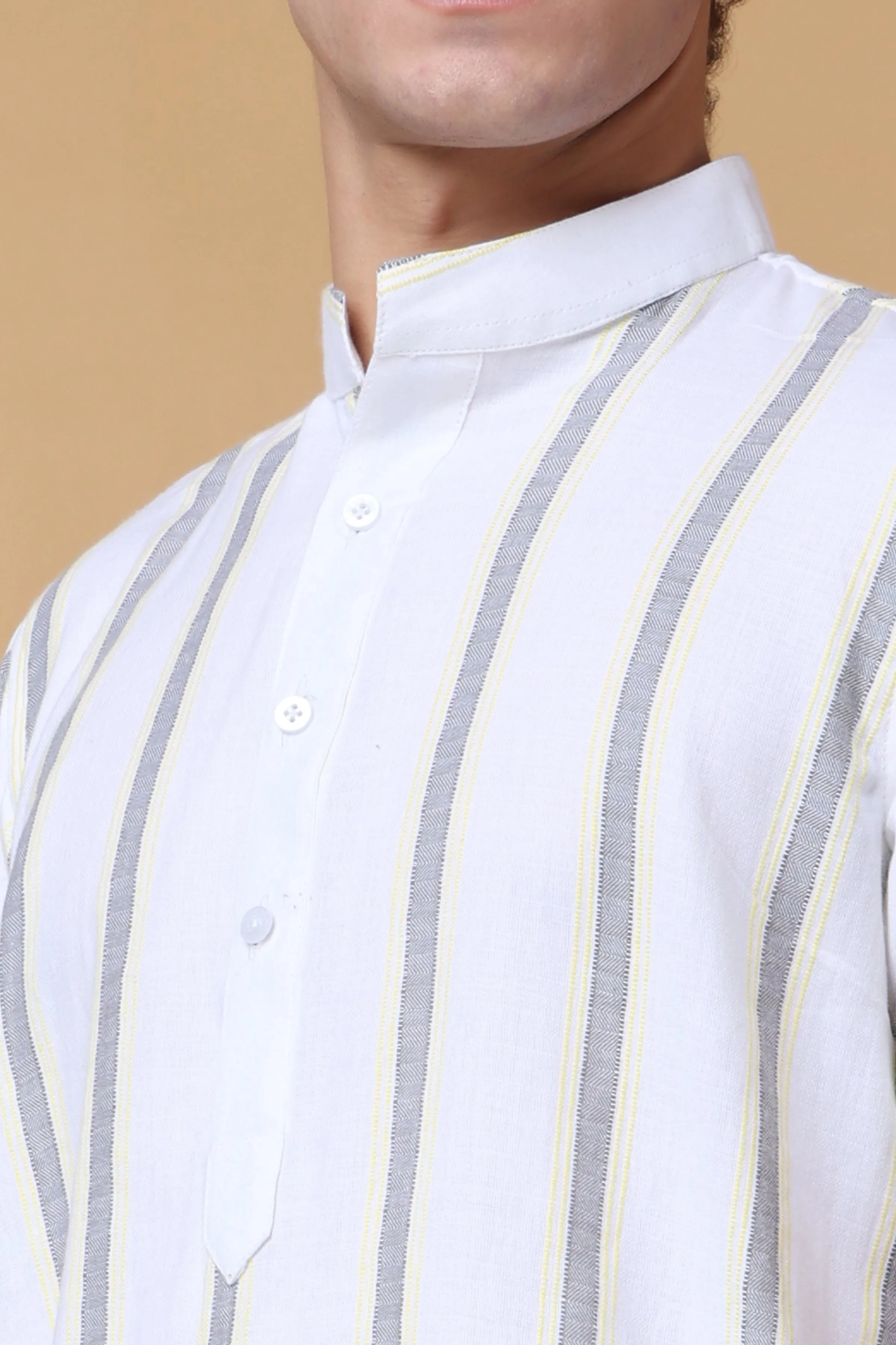 Neutral Symphony Striped Kurta