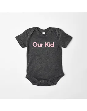 Our Kid Slogan Vest in Charcoal Pink