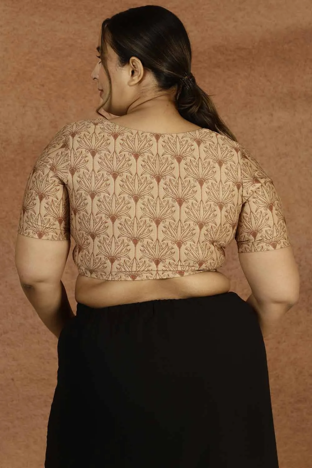 Plus Size Golden Pattern Readymade Blouse