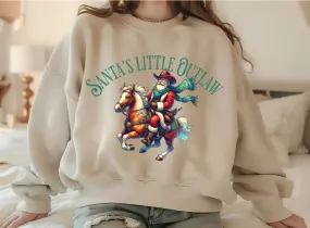 Santa's Little Outlaw Sweatshirt, Country Sweater, Christmas Sweater