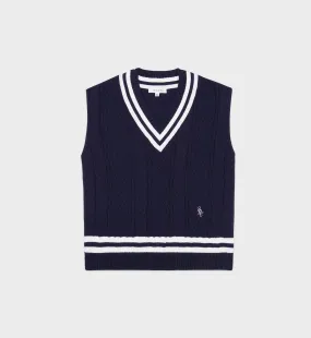 SRC Cableknit Vest - Navy/White