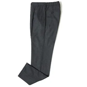 Stretch Wool Worsted Flannel Elastic Waist Single-pleat Trousers