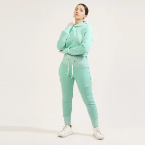 Tf-Basic Sea Green Crop Cut And High Waisted Tracksuit