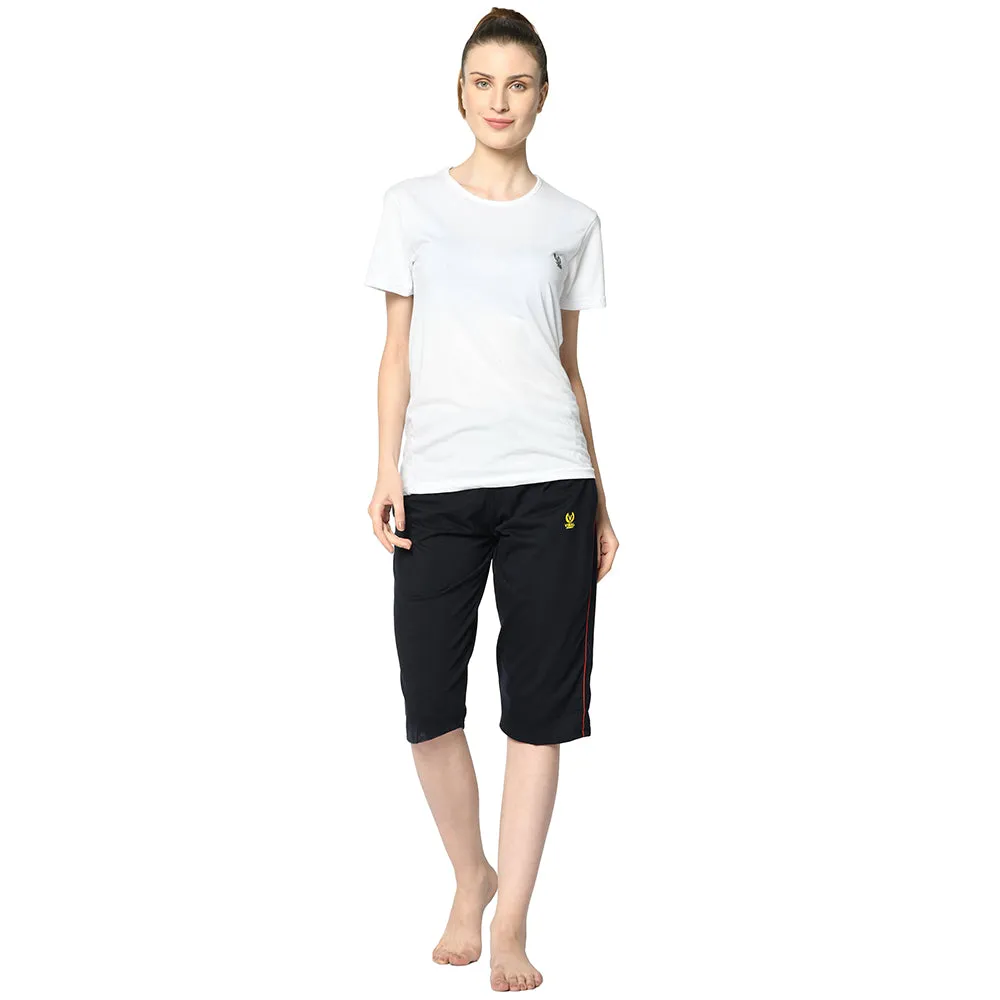 Vimal Jonney Blue 3/4th Capri For Women's