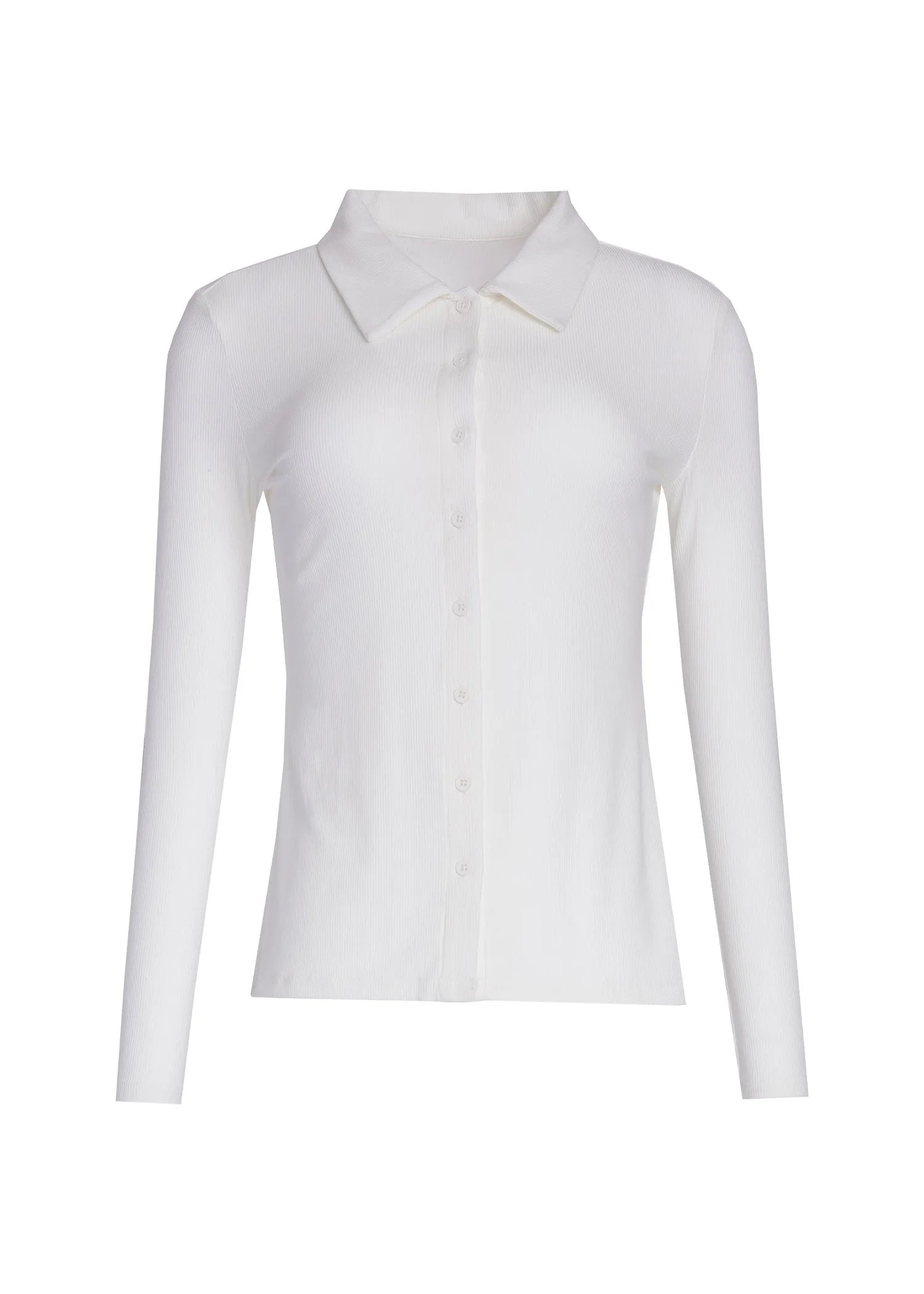 White Basic Ribbed Shirt