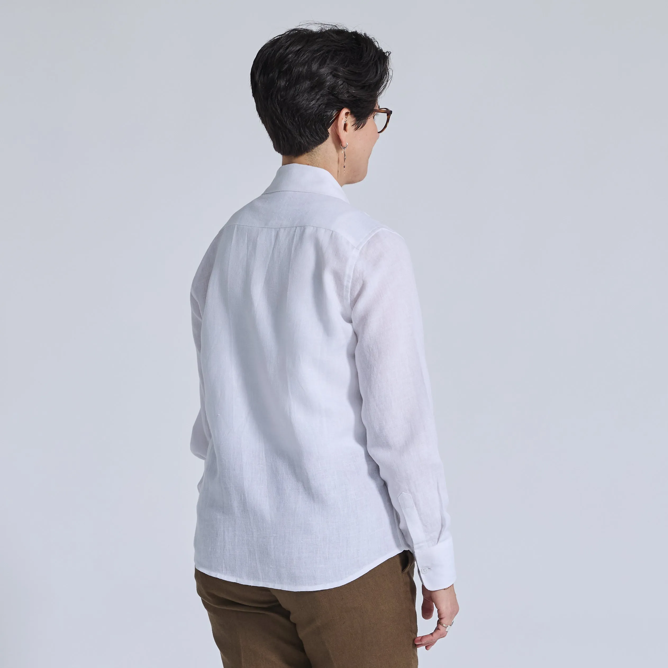 White Linen Long-Sleeve Shirt